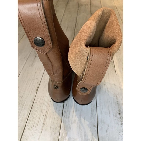 Vtg Amazonas Ladies 6.5 Brazil Brown 80’s 90’s Fold Over Leather Boots New‎ - Picture 2 of 8